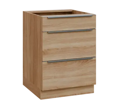 SIS - 6Z33 spodní skříňka, 3-zásuvková, 870x600x600, dub bardolino